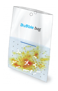 Afbeelding gebaseerd op sonochemische reacties (luminol) binnenin een BuBble bag.